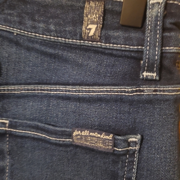 NWOT 7 FOR ALL MANKIND Dark Wash Front Pocket Denim Mini Skirt - Size 25 - Picture 5 of 7